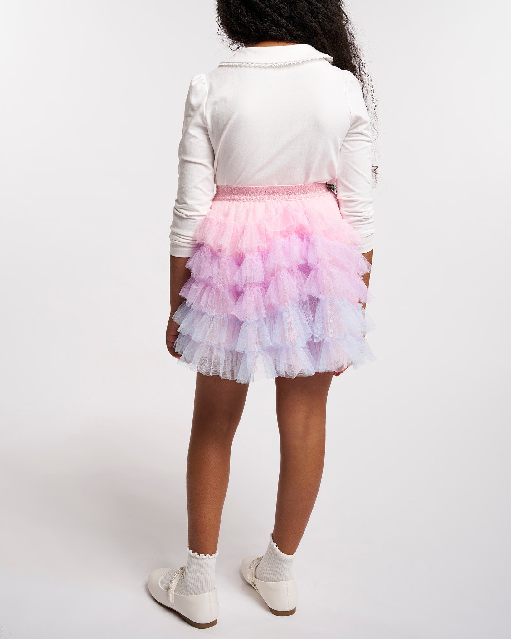 Tulle Much Girls 5-Tier Mesh Tutu Skirt in Pink Ombre