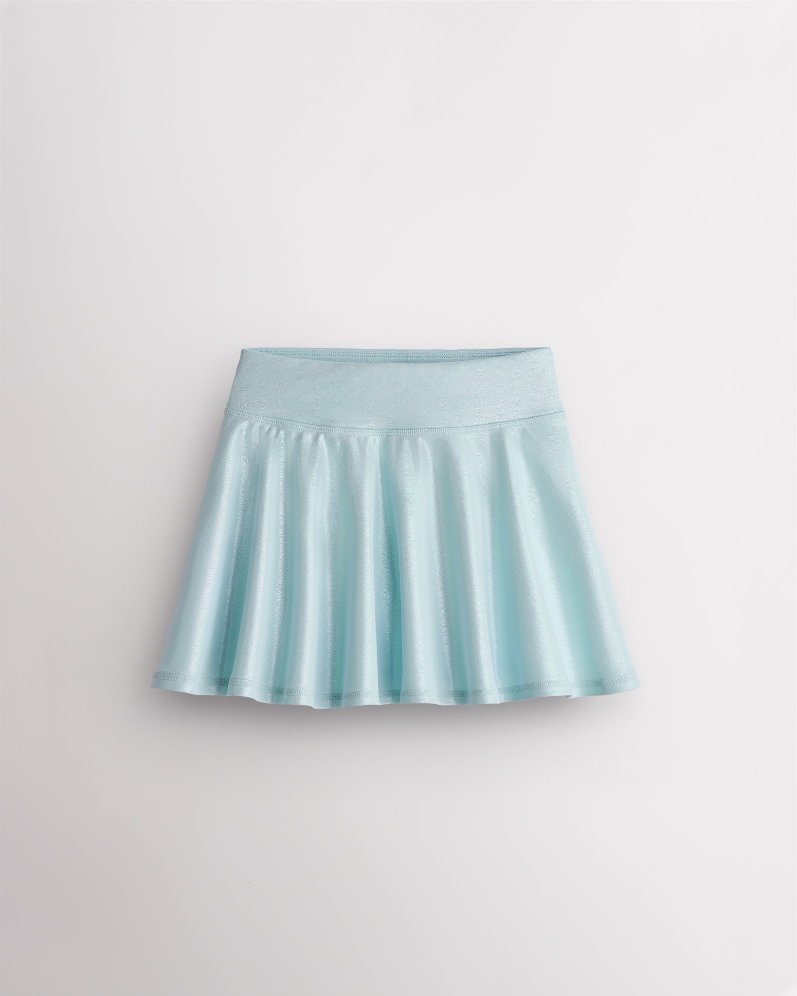 Light Blue Stelle girls shimmer skort with high-waisted fit and flared skirt design on white background
