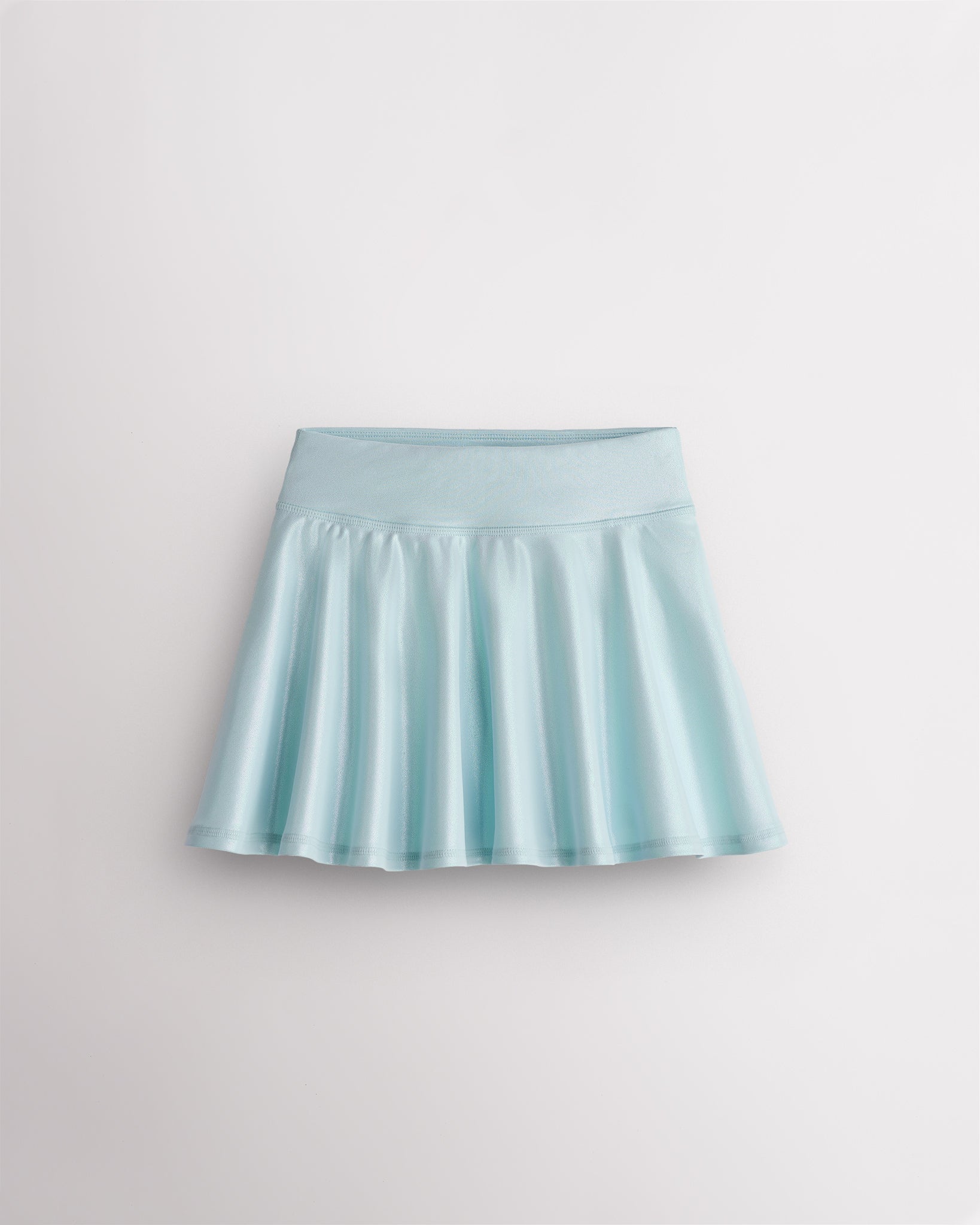 Light Blue Stelle girls shimmer skort with high-waisted fit and flared skirt design on white background