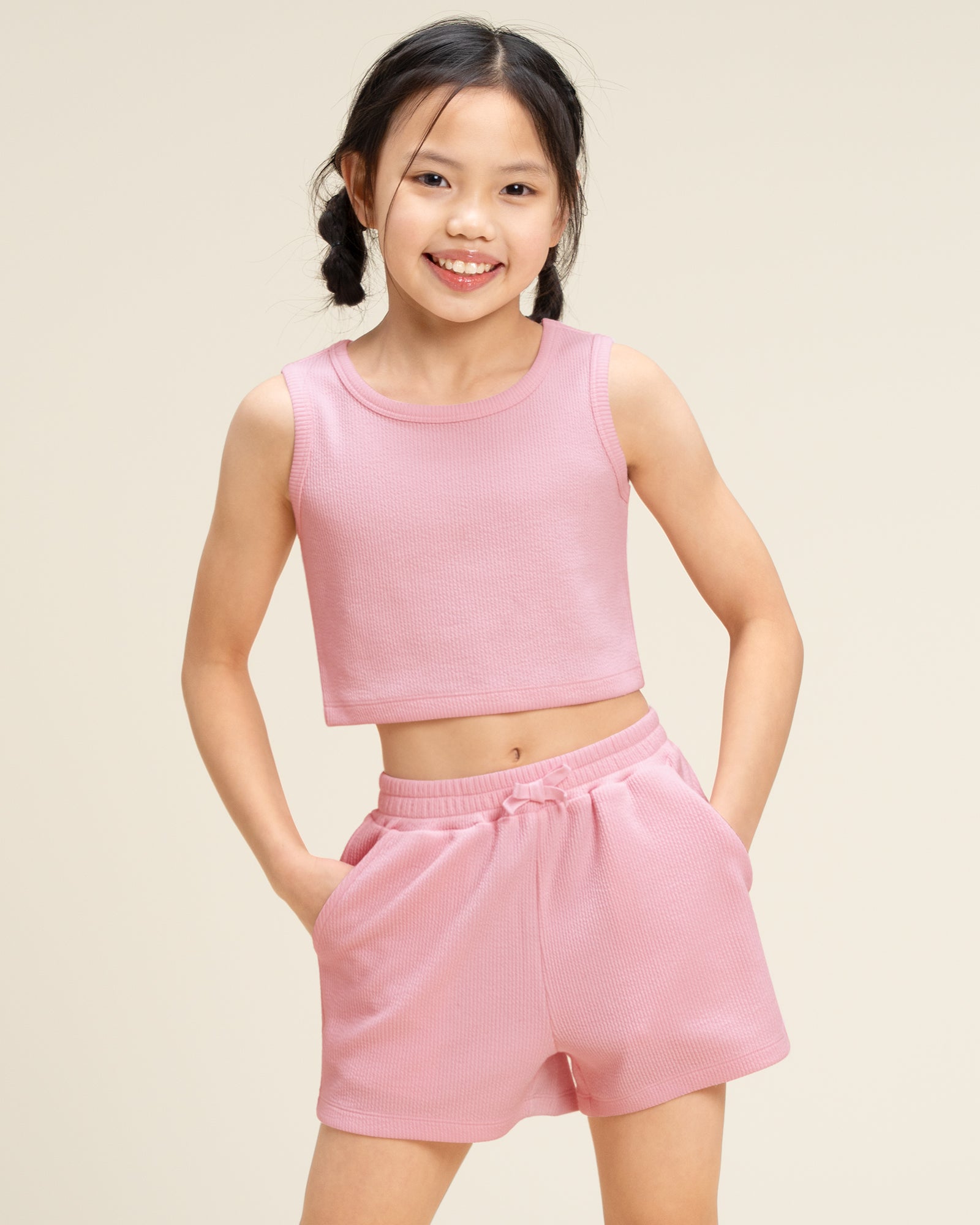 Dusty Rose Kids Matching Summer Outfit | Cute Tank Top & Shorts Set