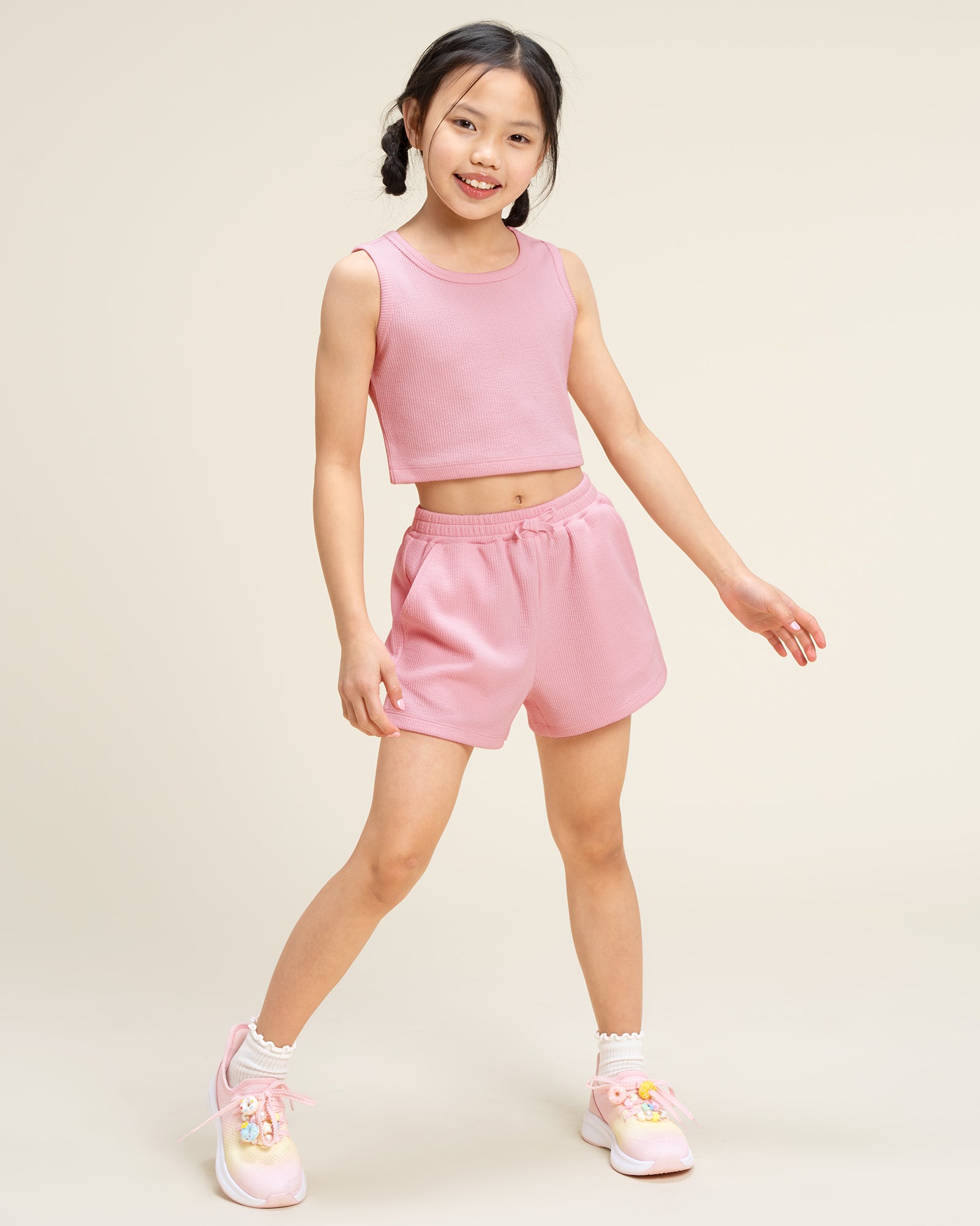 Dusty Rose Kids Matching Summer Outfit | Cute Tank Top & Shorts Set