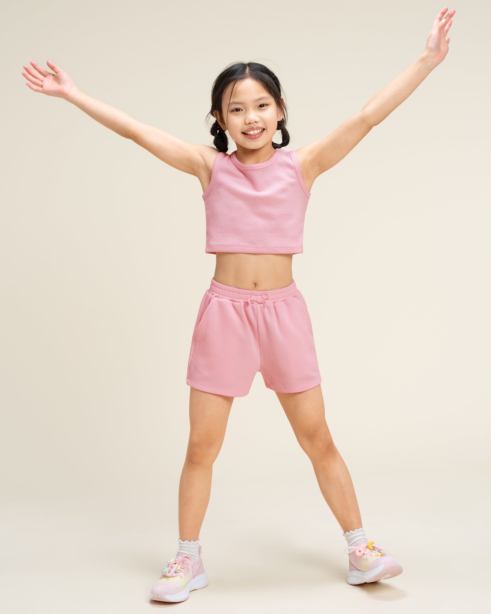 Dusty Rose Kids Matching Summer Outfit | Cute Tank Top & Shorts Set