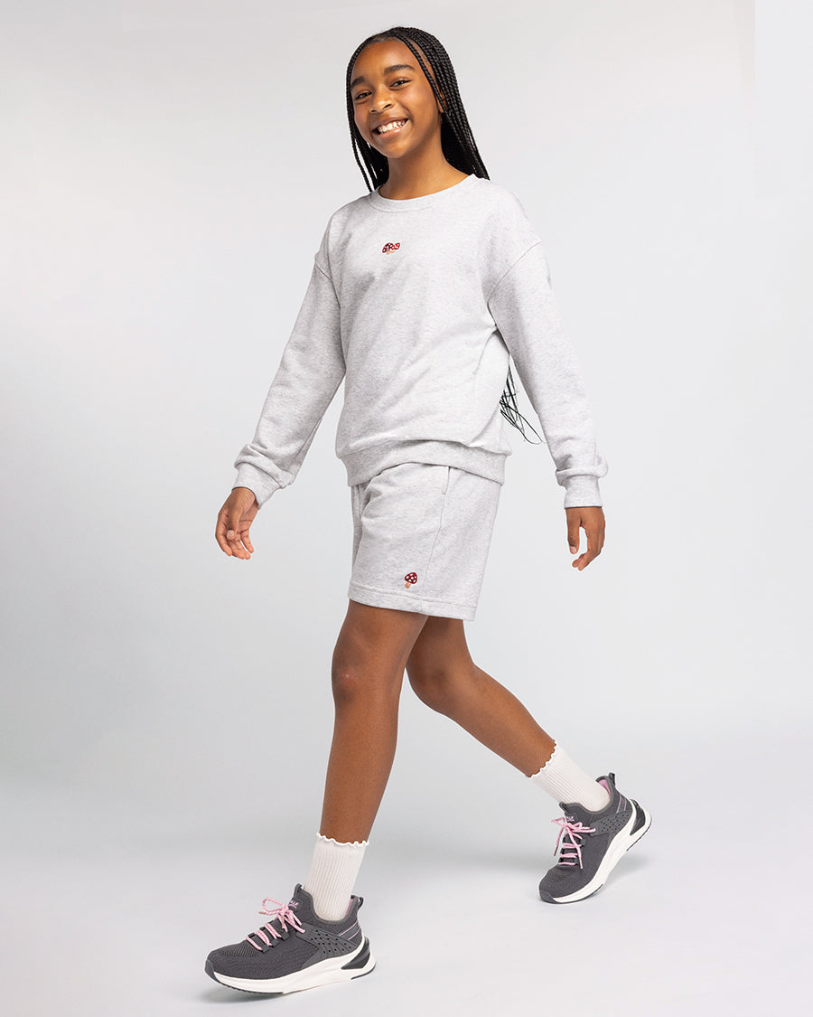 No Sweat Kids Crewneck and Shorts Set in Heather Grey