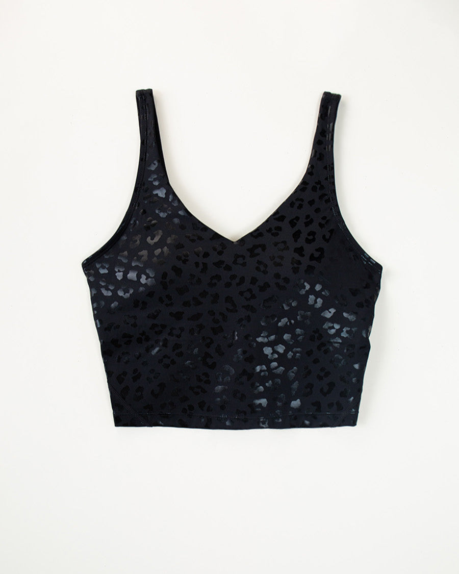 Black Leopard Longline Sports Bra