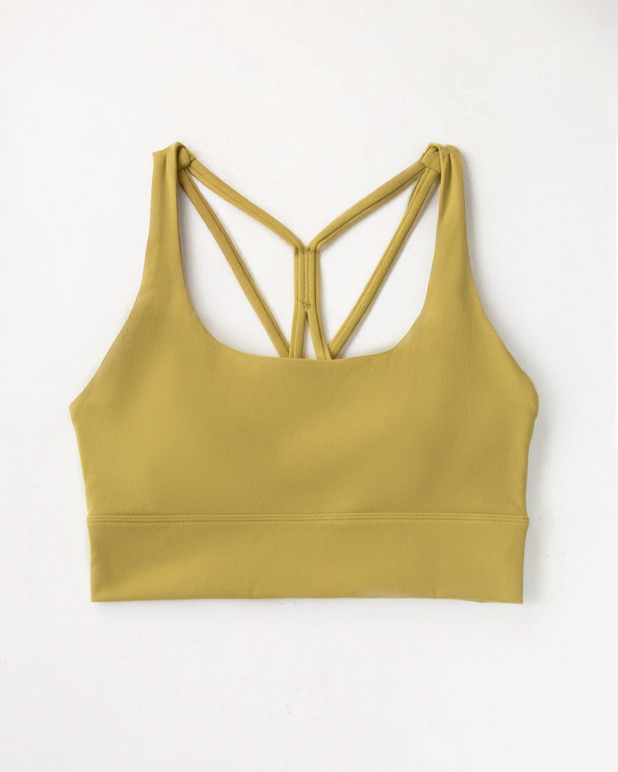 Golden Lime SoftLuxe Criss Cross Back Strap Sports Bra