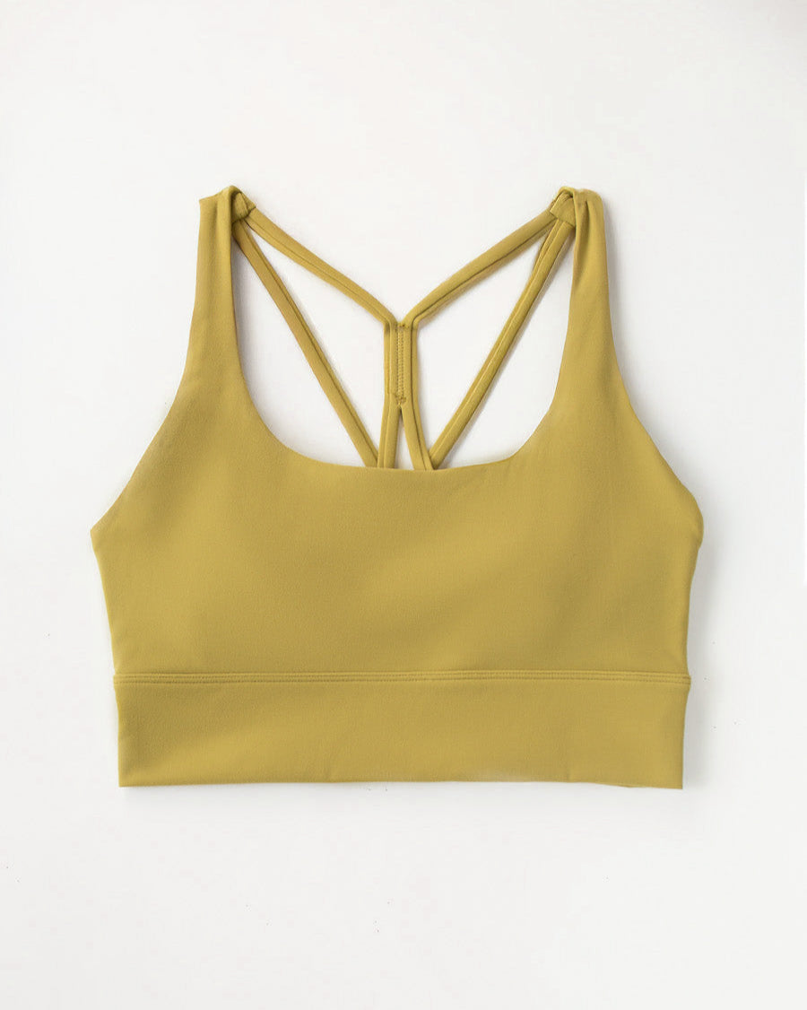 Golden Lime SoftLuxe Criss Cross Back Strap Sports Bra