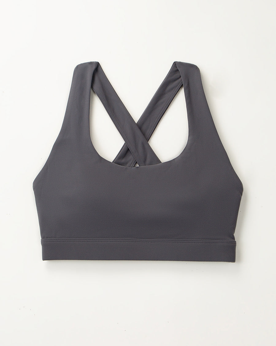 Charcoal SoftLuxe Cross Back Sports Bra