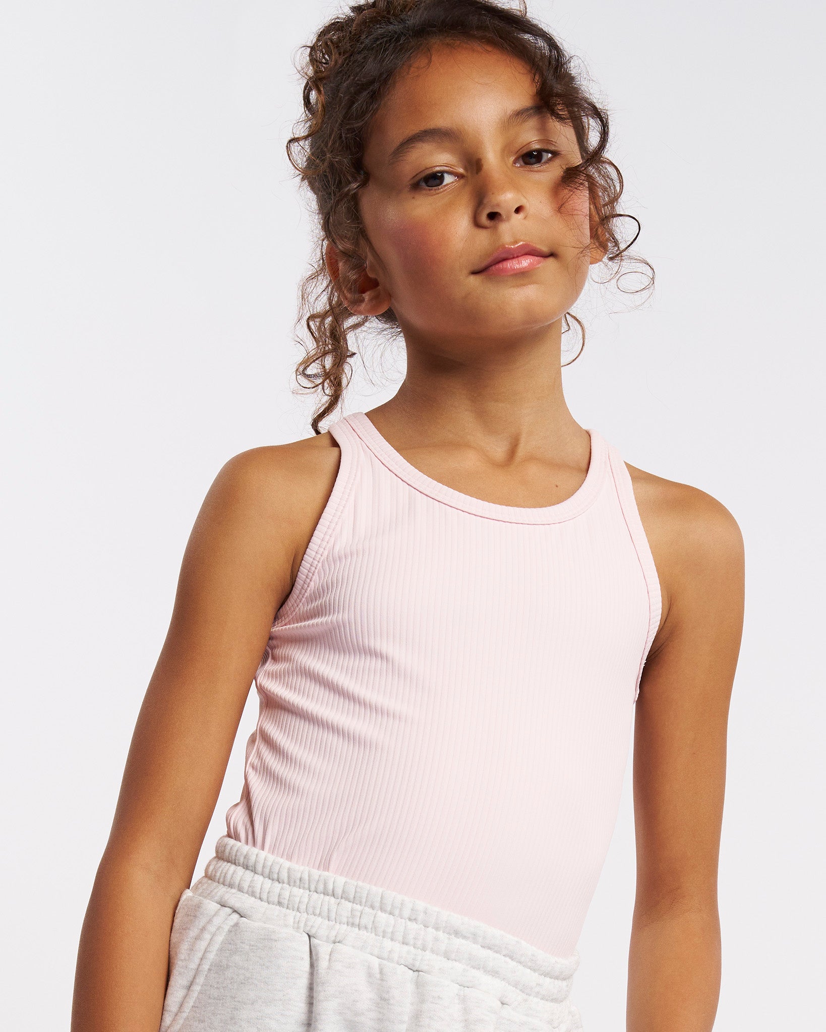 Kids Classic Knit Tank Top in Pale Pink