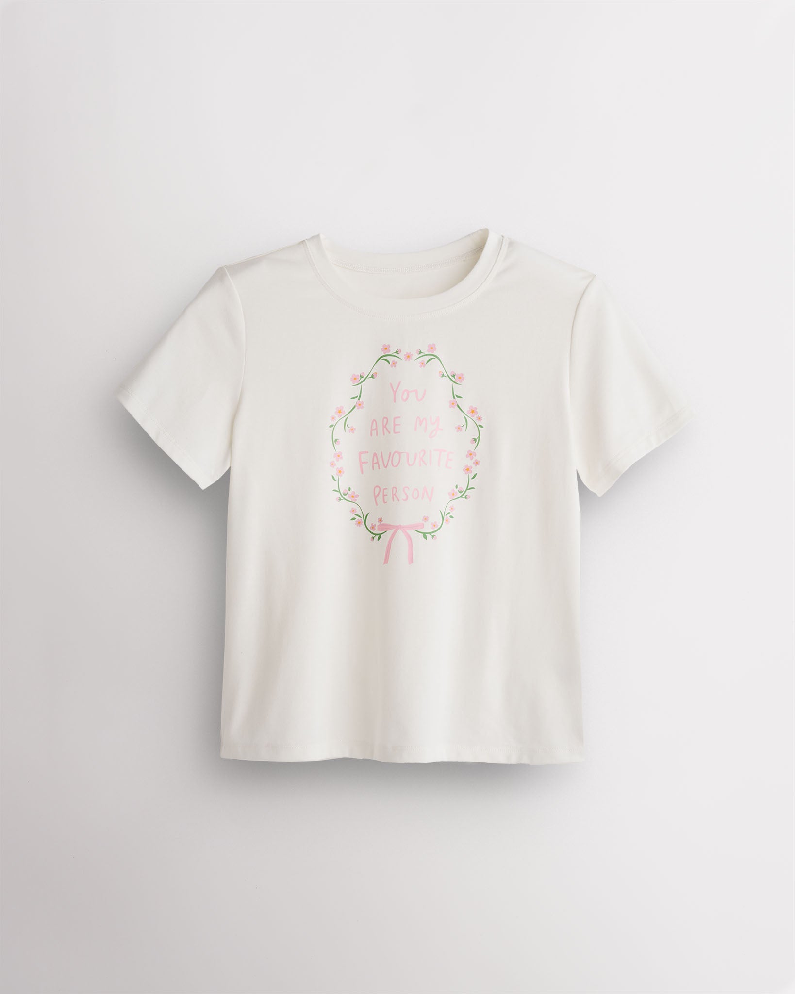 Pink Garland on White Kids Classic Graphic T-Shirt