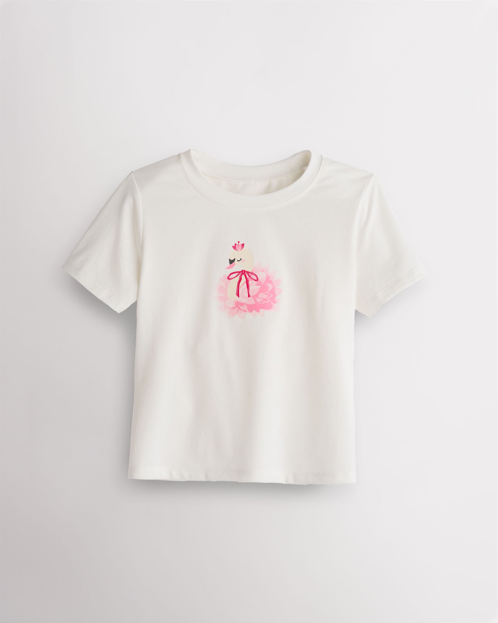 Swan Whisper on White Kids Classic Graphic T-Shirt