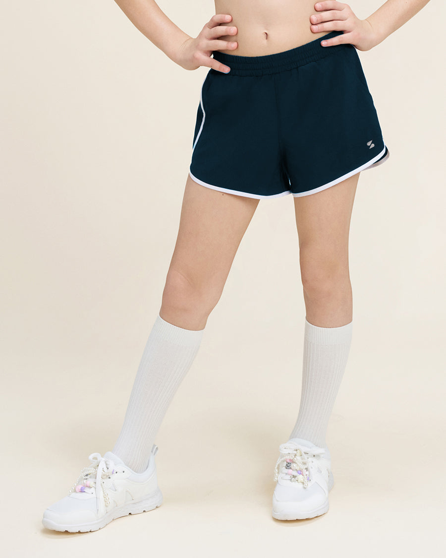 Prussian Blue Girls Stretchy Athletic Shorts