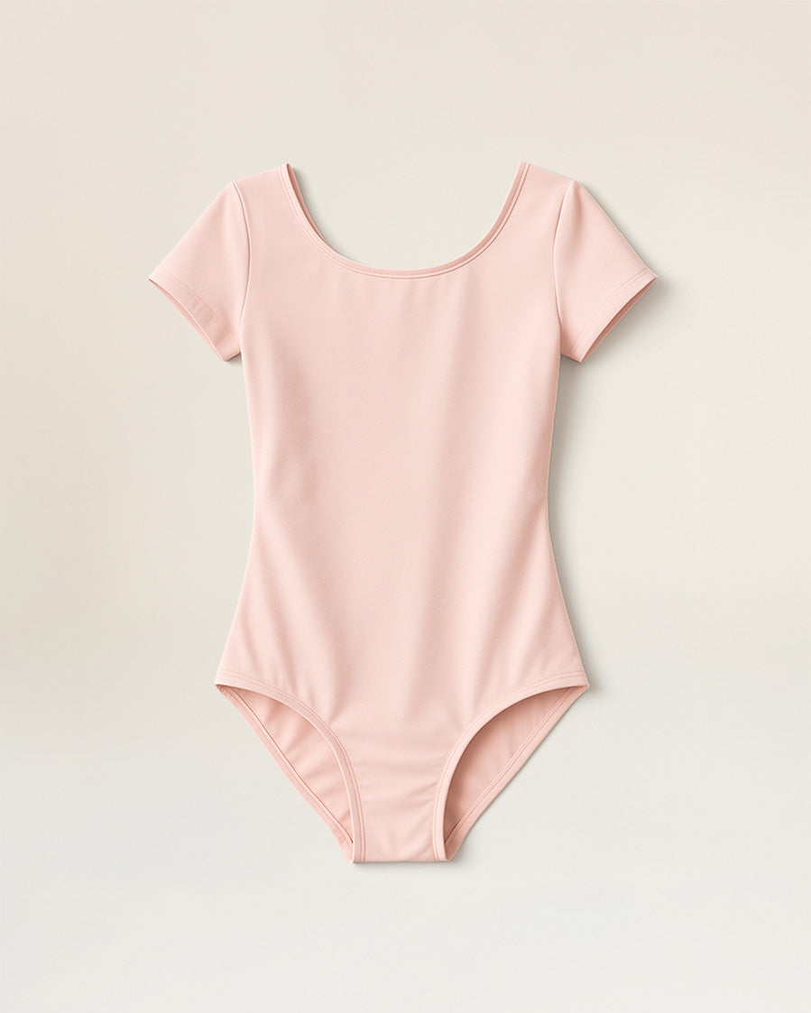 Ballet Pink Basic Short-Sleeve Performance Leotard