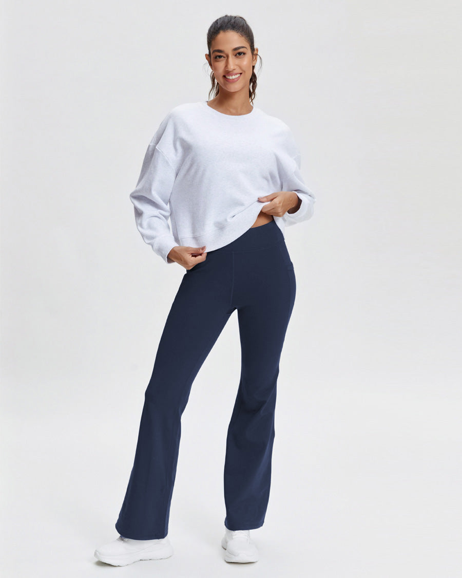 Navy Flared Fleece-Lined Leggings