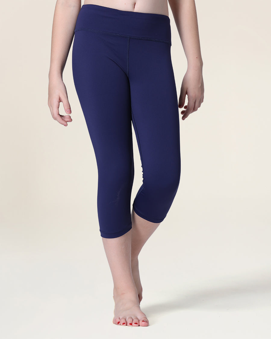 Navy Girls Capri Yoga Leggings