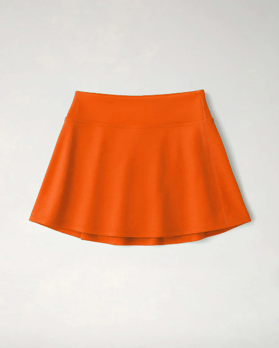Orange CourtChic A-Line Tennis Skirt