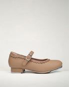 Tan Kids Elegant Scallop Tap Shoes