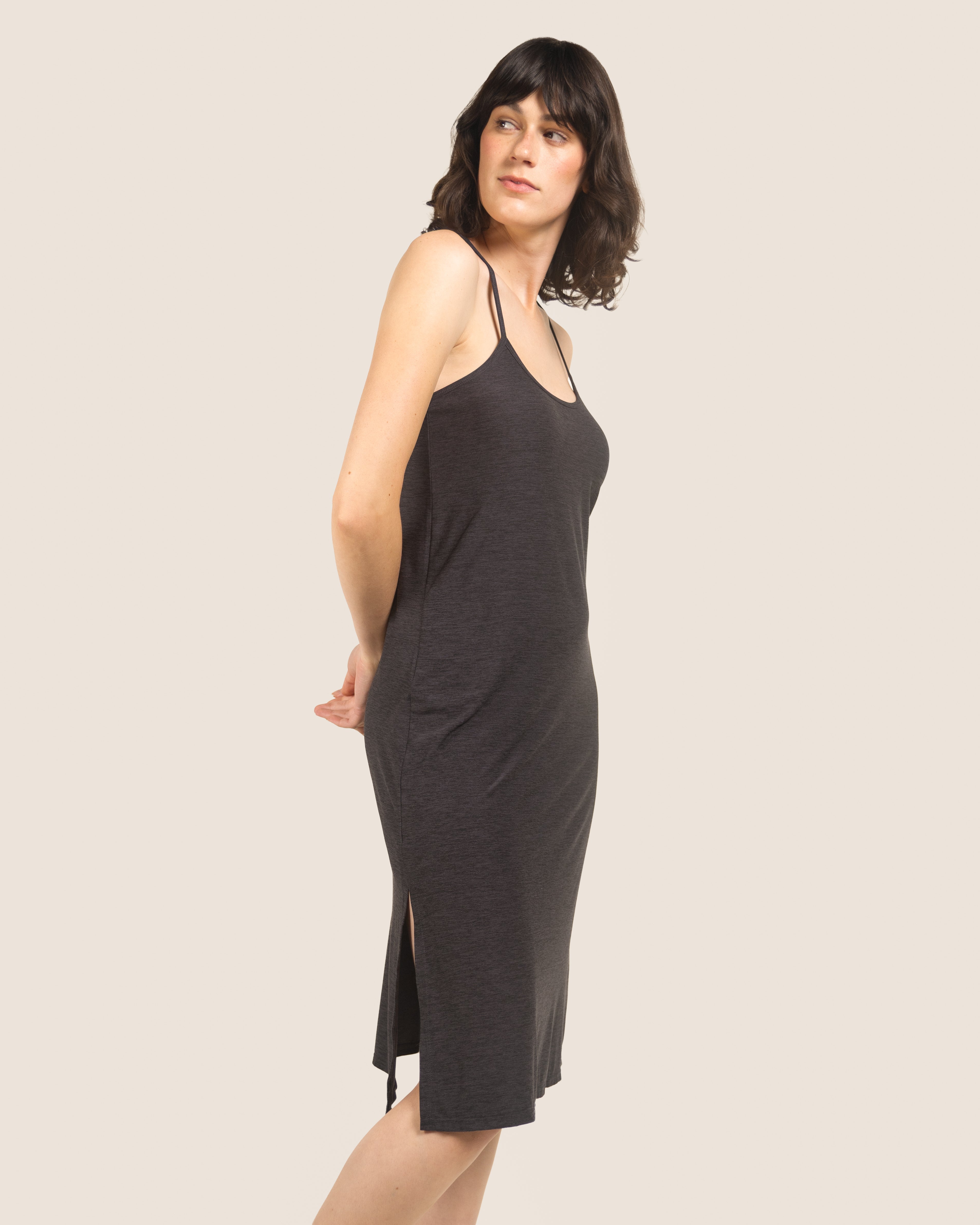 Heather Charcoal Cloud Essential Spaghetti Strap Slip Dress