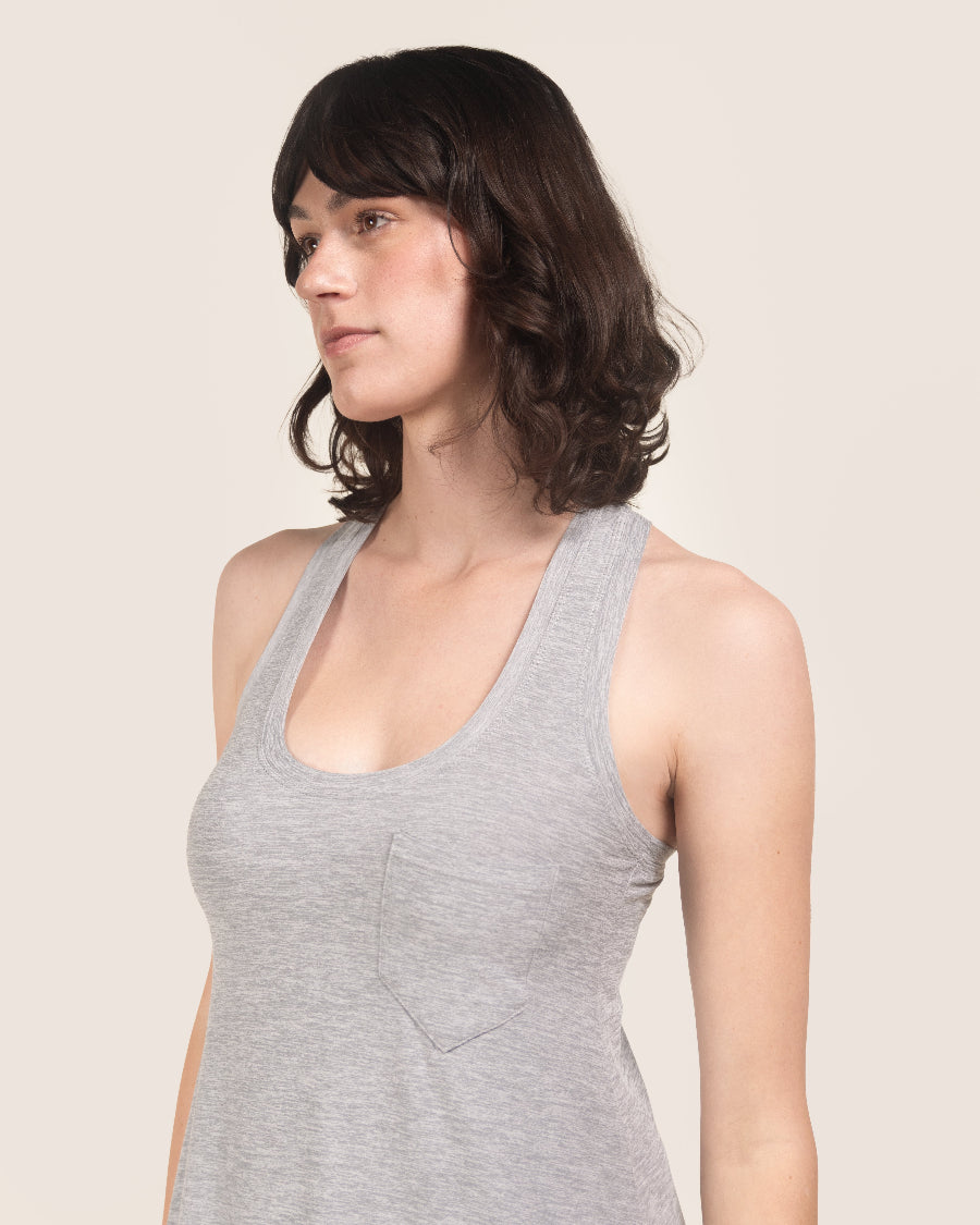 Light Heather Grey Cloud Essential Wide Strap A-Line Long Dress