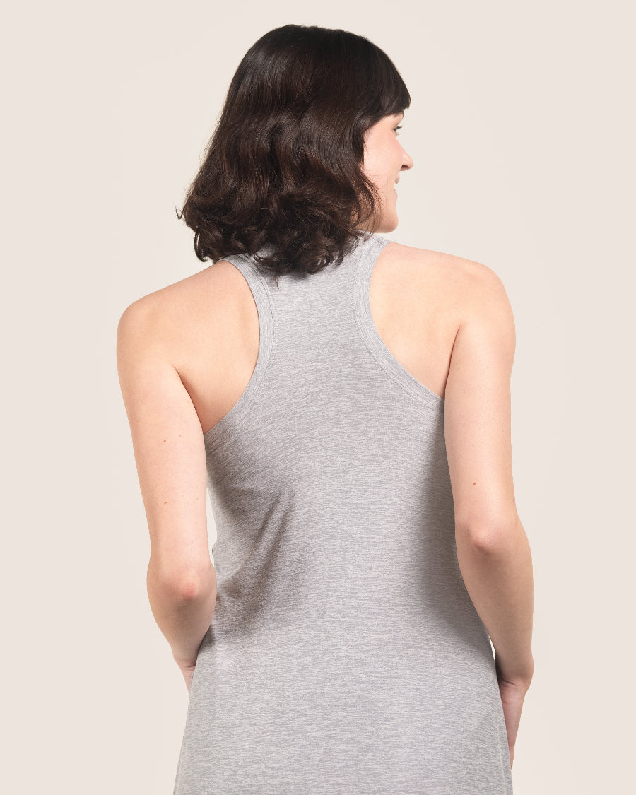 Light Heather Grey Cloud Essential Wide Strap A-Line Long Dress