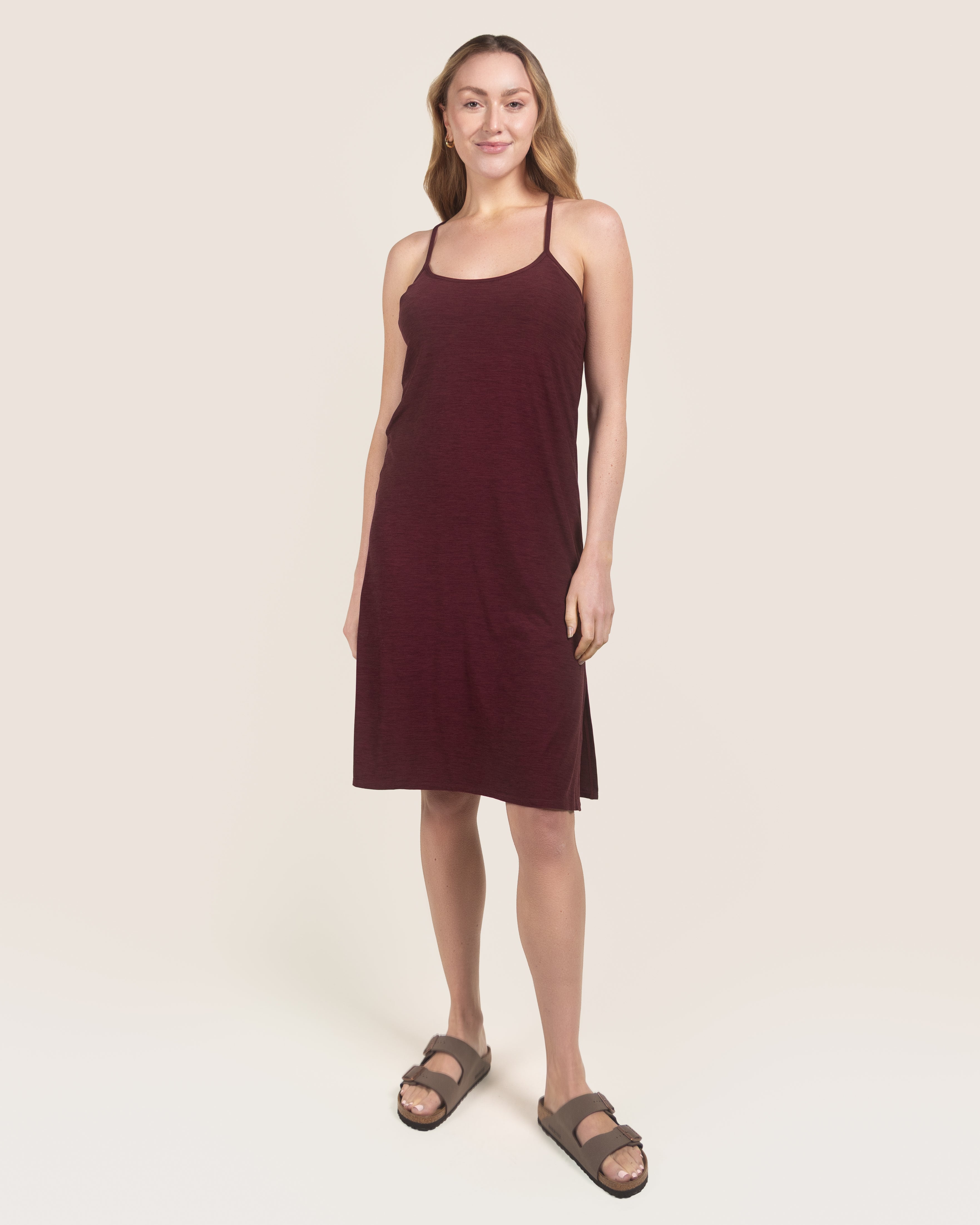 Heather Burgundy Cloud Essential Spaghetti Strap Slip Dress