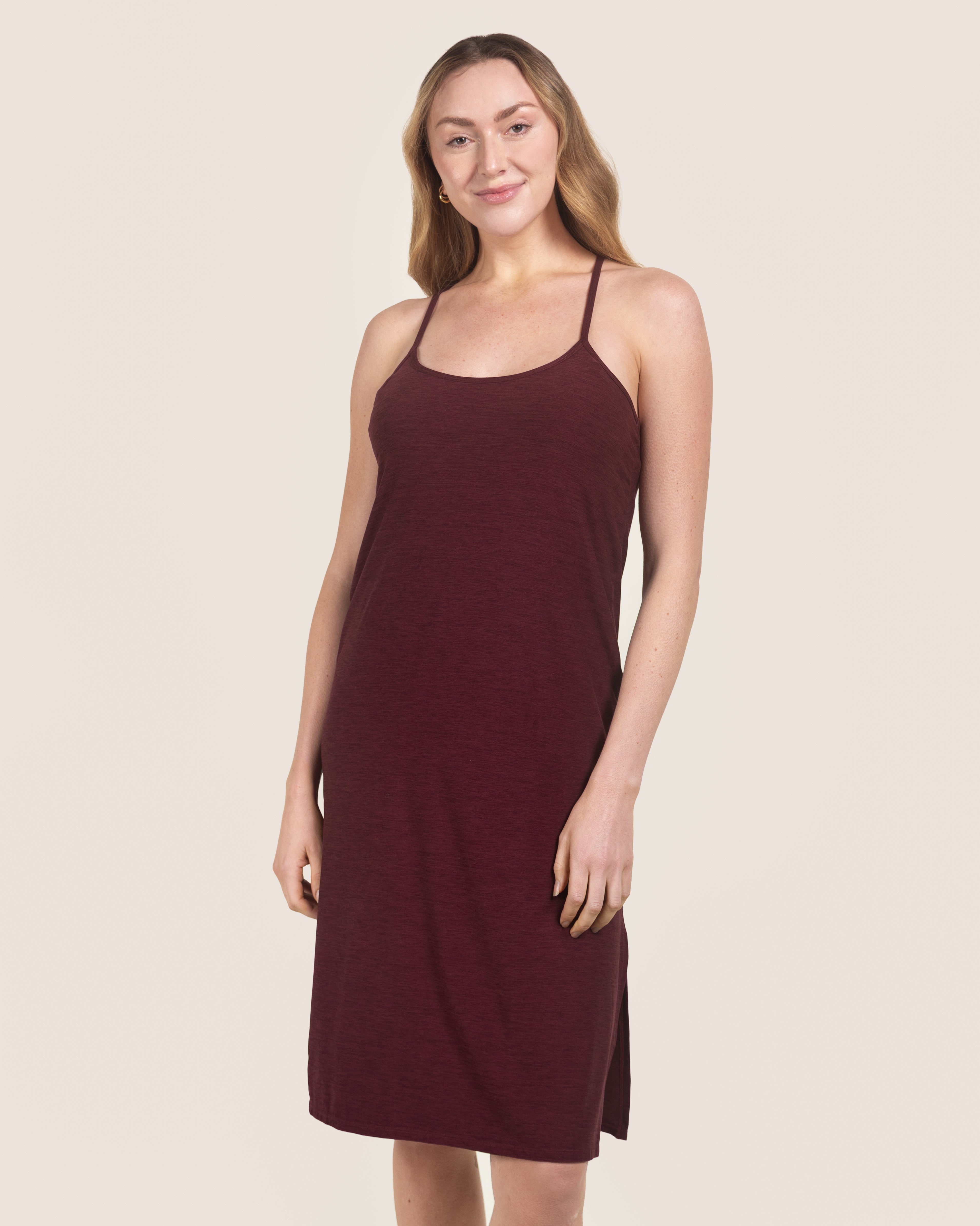 Heather Burgundy Cloud Essential Spaghetti Strap Slip Dress