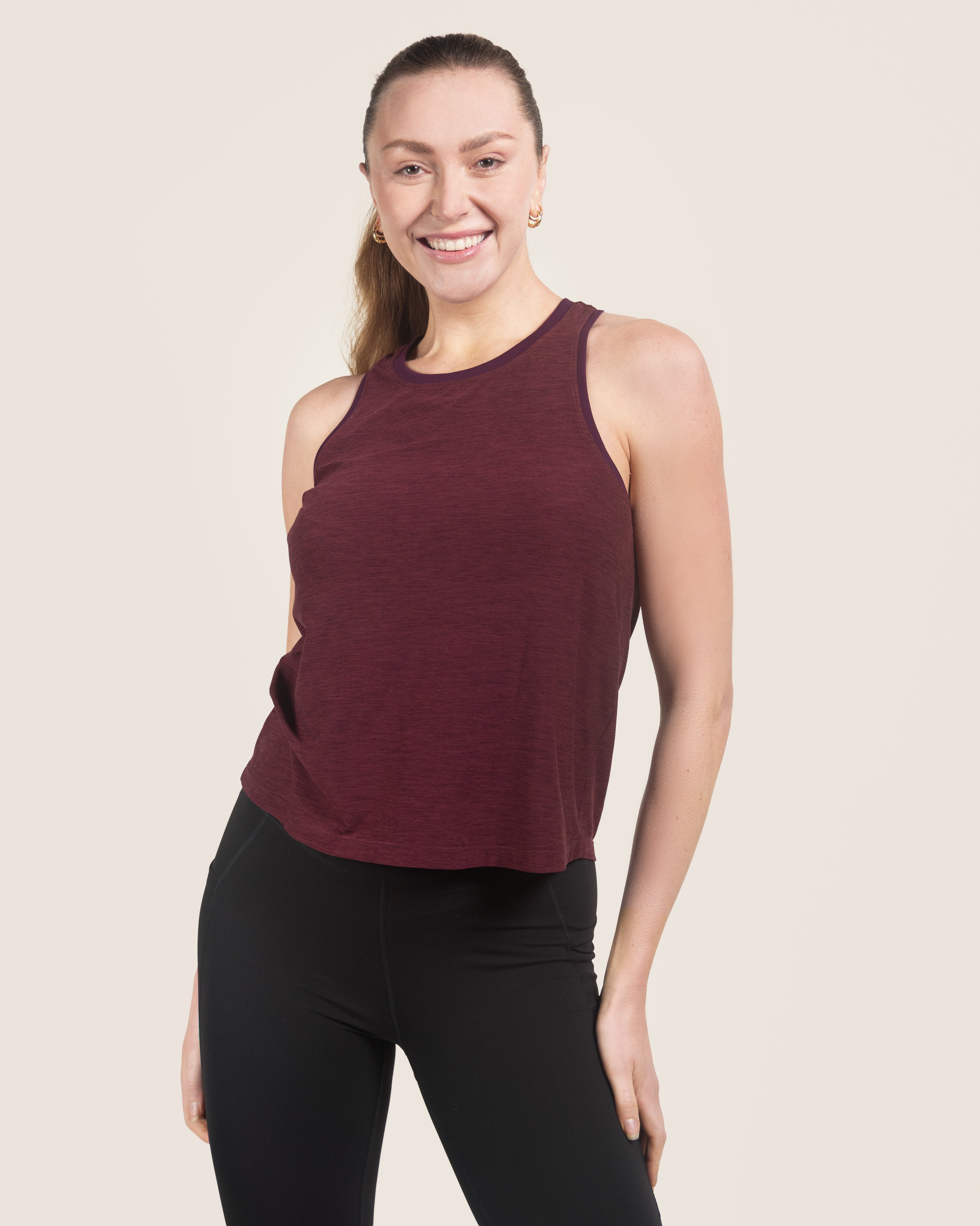 Heather Burgundy Cloud Essential Racerback Tank Top