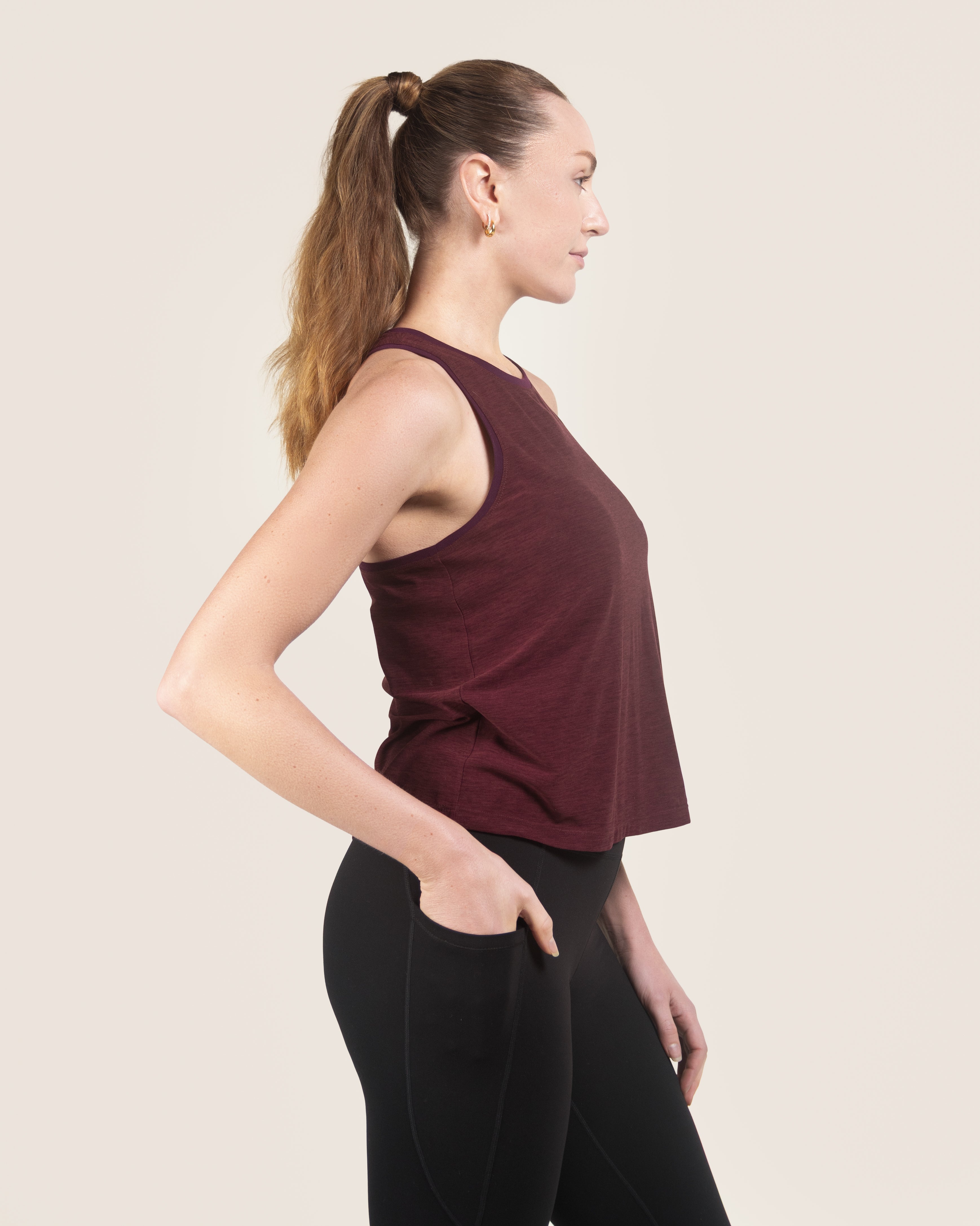 Heather Burgundy Cloud Essential Racerback Tank Top