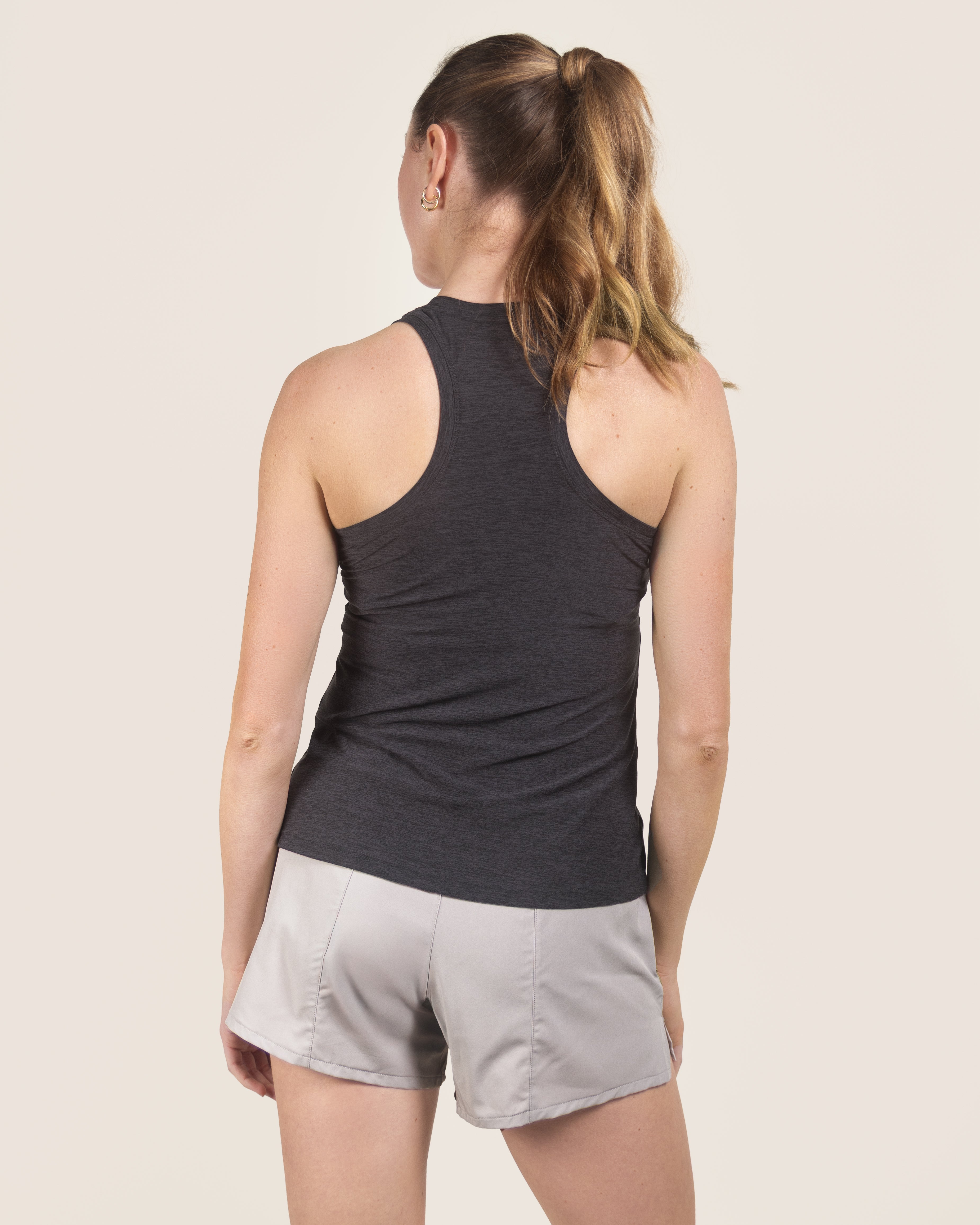 Charcoal Round-Neck Racerback Top