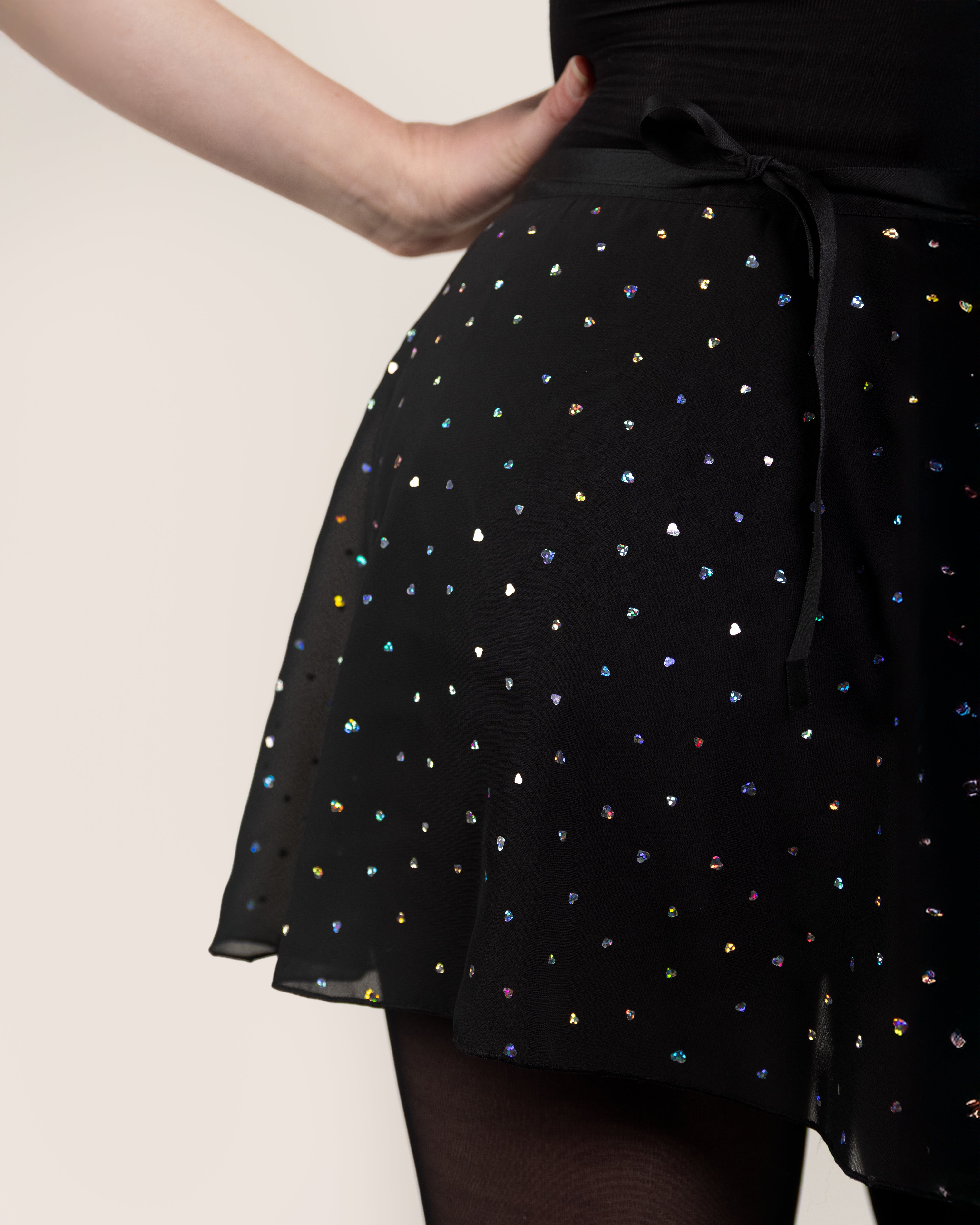 Sparkling Black Women Chiffon Wrap Skirt