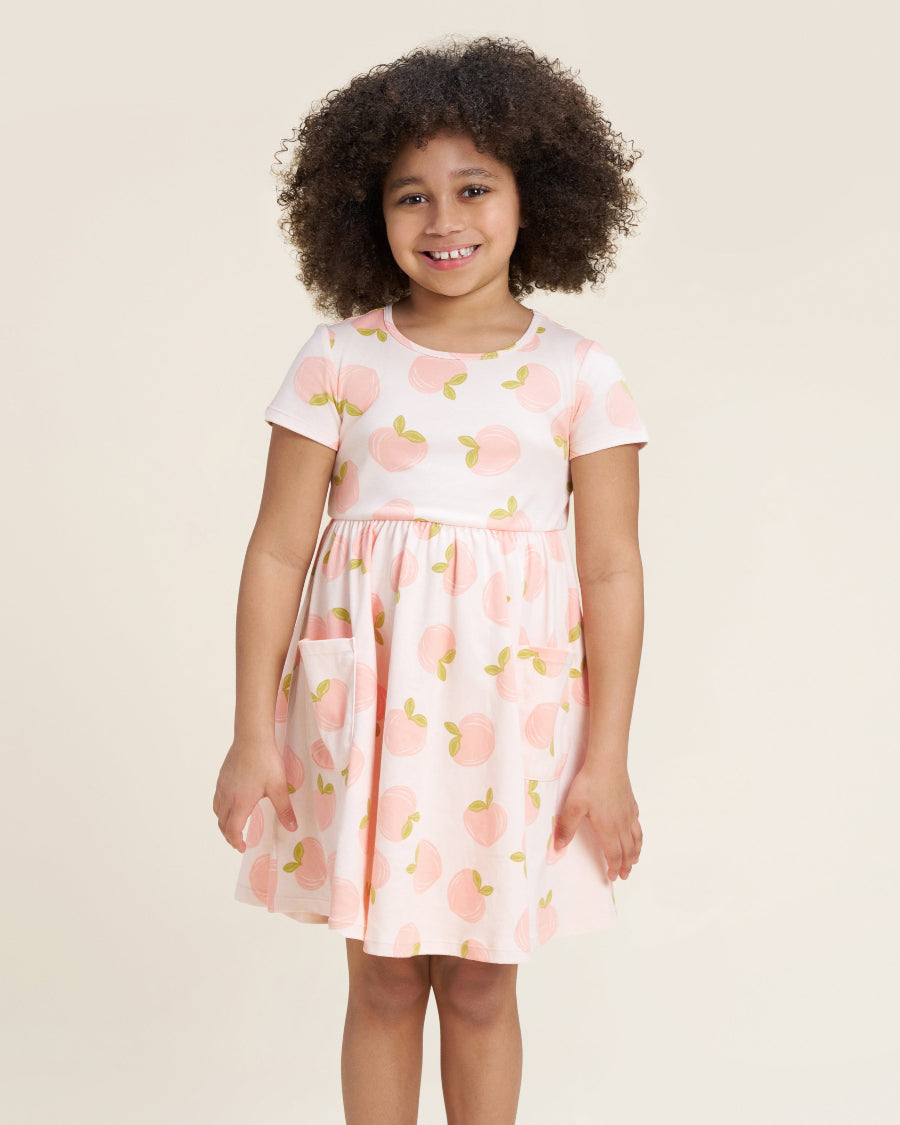 Gentle Peaches Girls Printed Cotton Skater Dress