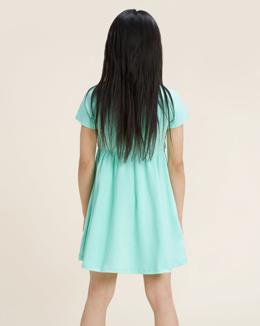 Mint Green Girls Short Sleeve A-Line Twirl Dress