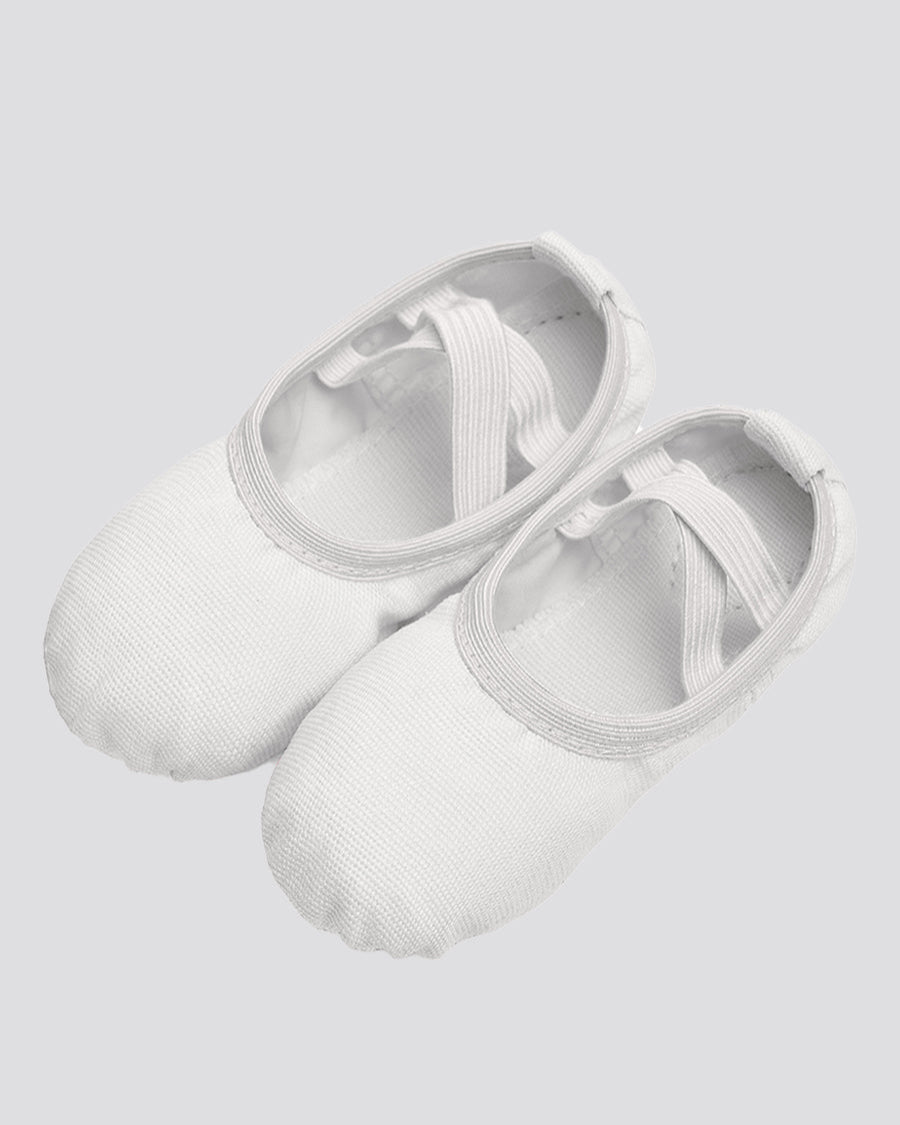 White Kids Classic Canvas Ballet Shoes (no drawstring)