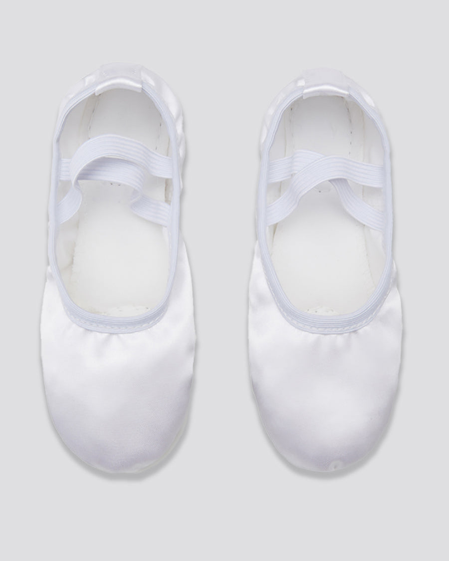 White Kids Satin Ballet Shoes