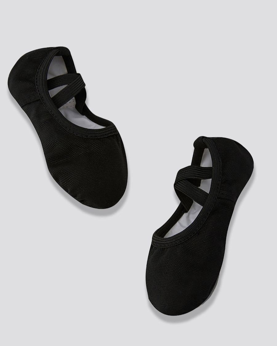 Black Kids Classic Canvas Ballet Shoes (no drawstring)