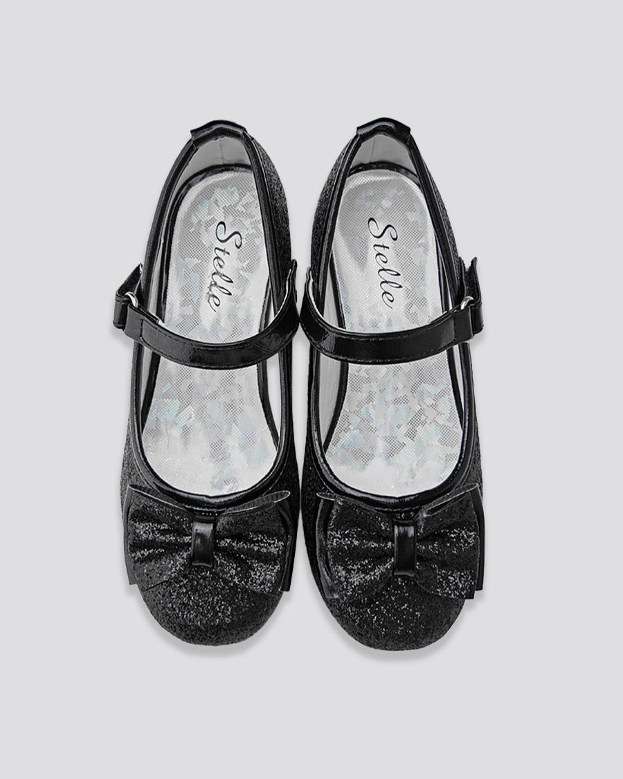 Black Girls Glitter Mary Jane Low Heel Shoes