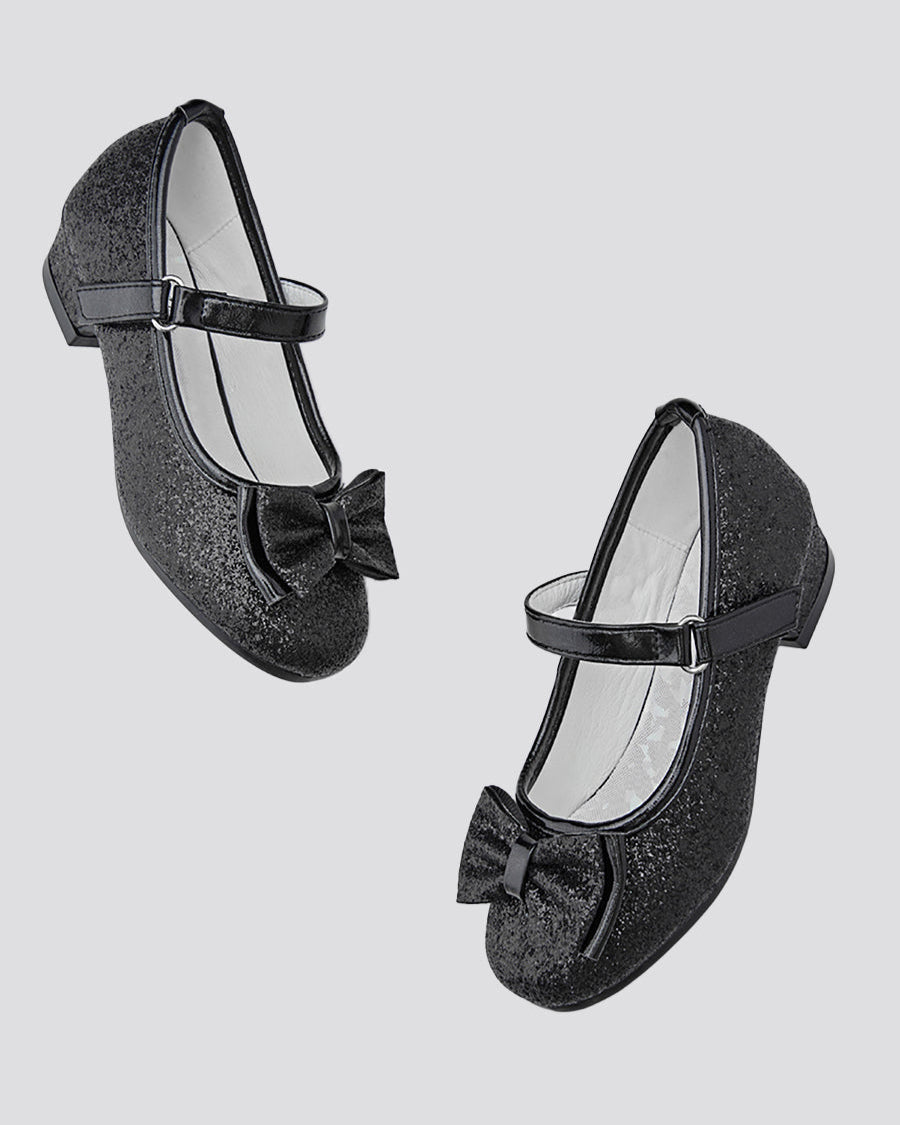 Black Girls Glitter Mary Jane Low Heel Shoes