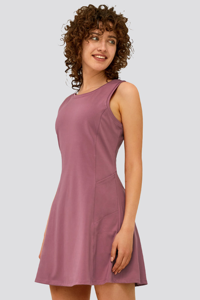 tennis dress with shorts Purple front view