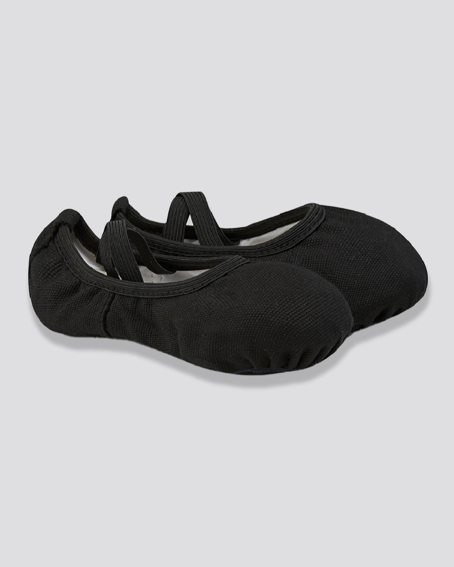 Black Kids Classic Canvas Ballet Shoes (no drawstring)