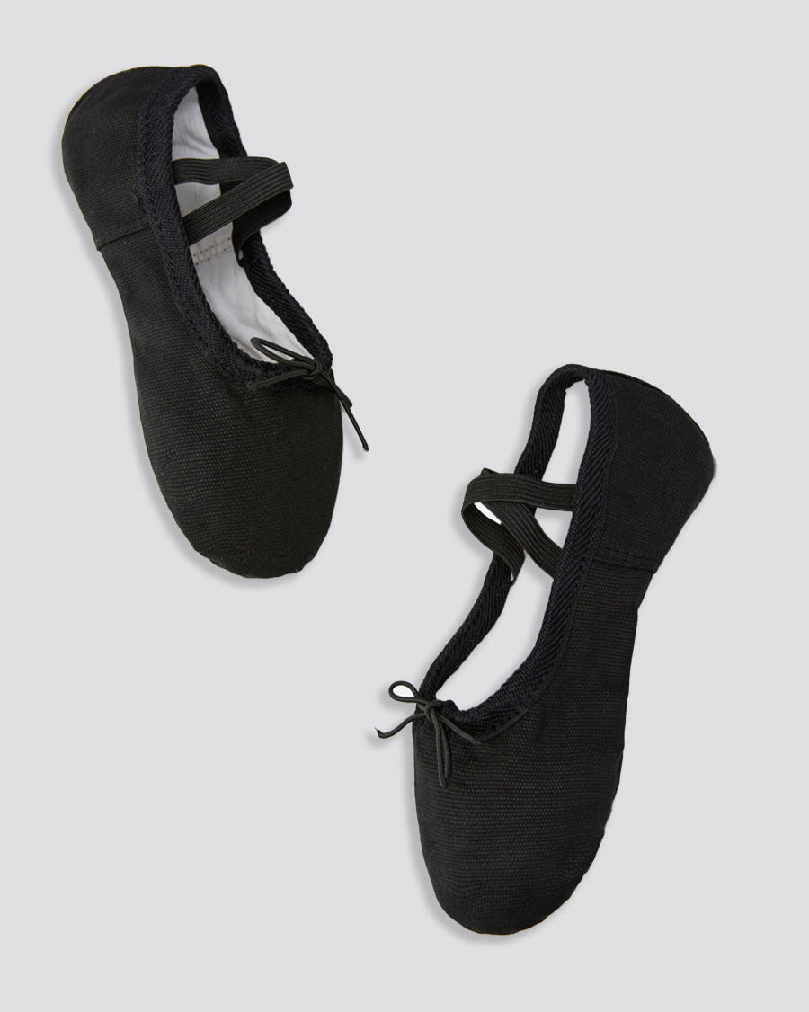 Black Kids Classic Canvas Ballet Shoes