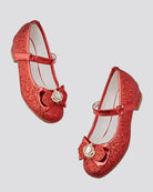 Red Girls Crown Glitter Mary Jane Dress Shoes