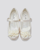 Champagne Girls Floral Mary Jane Low Heel Party Shoes
