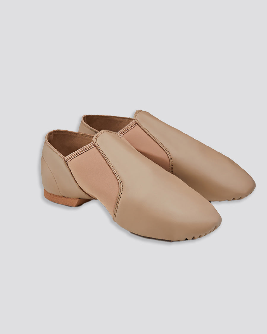 Tan Kids Unisex Jazz Shoes Leather Slip-On Dance Shoes