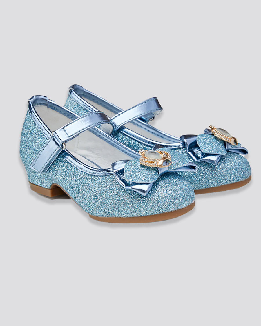 Blue Girls Crown Glitter Mary Jane Dress Shoes