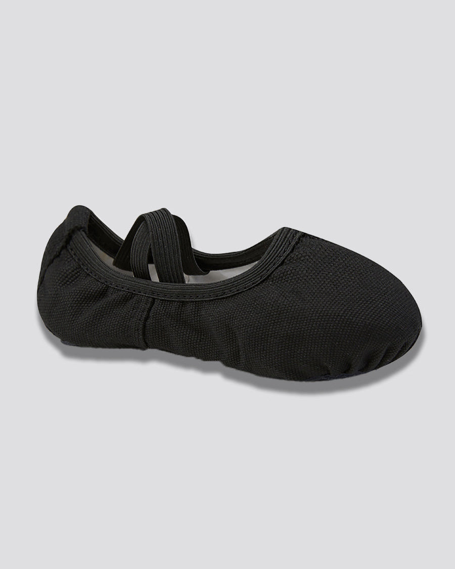 Black Kids Classic Canvas Ballet Shoes (no drawstring)