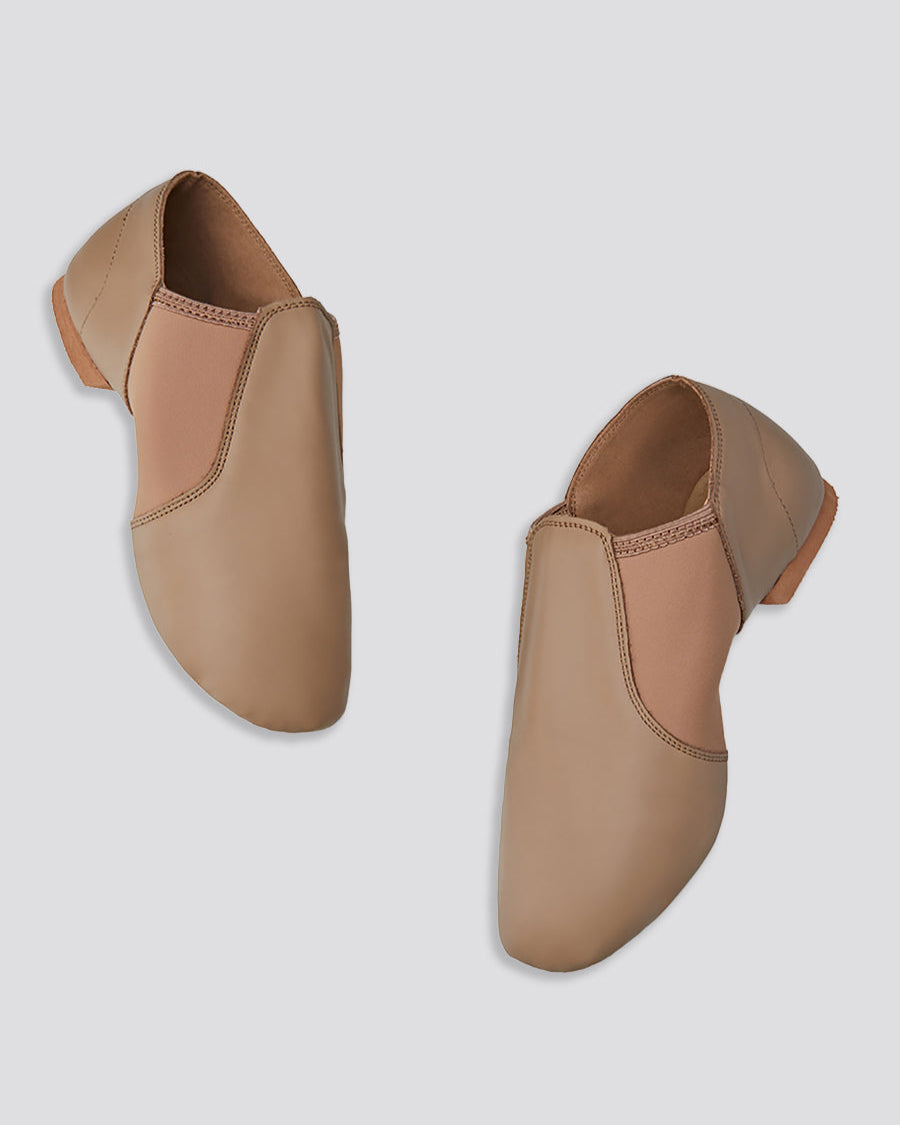 Tan Kids Unisex Jazz Shoes Leather Slip-On Dance Shoes