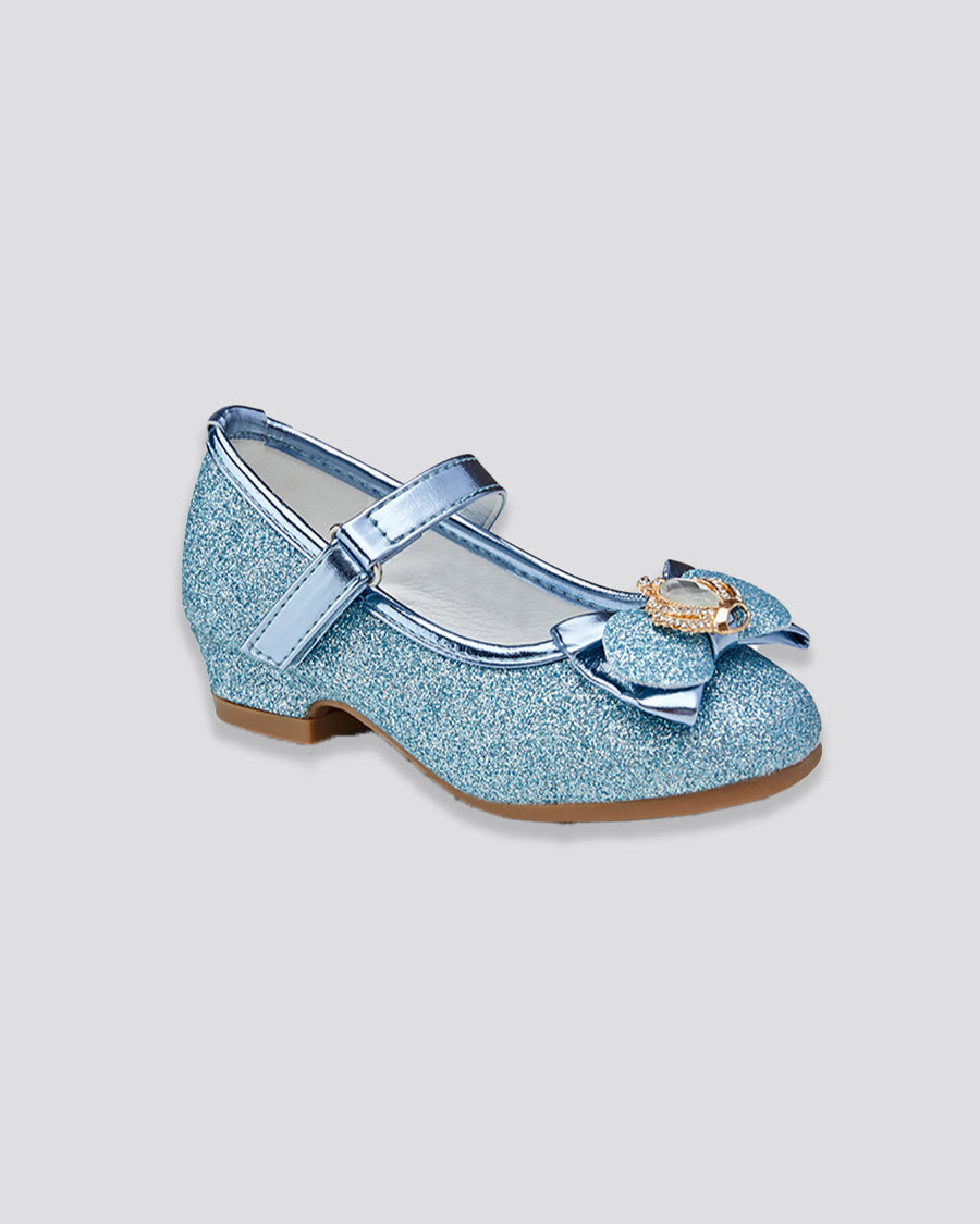 Blue Girls Crown Glitter Mary Jane Dress Shoes