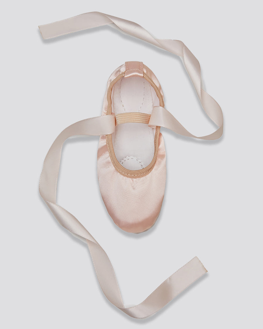 Ballet Pink Kids Satin Ballet Shoes with Ribbon