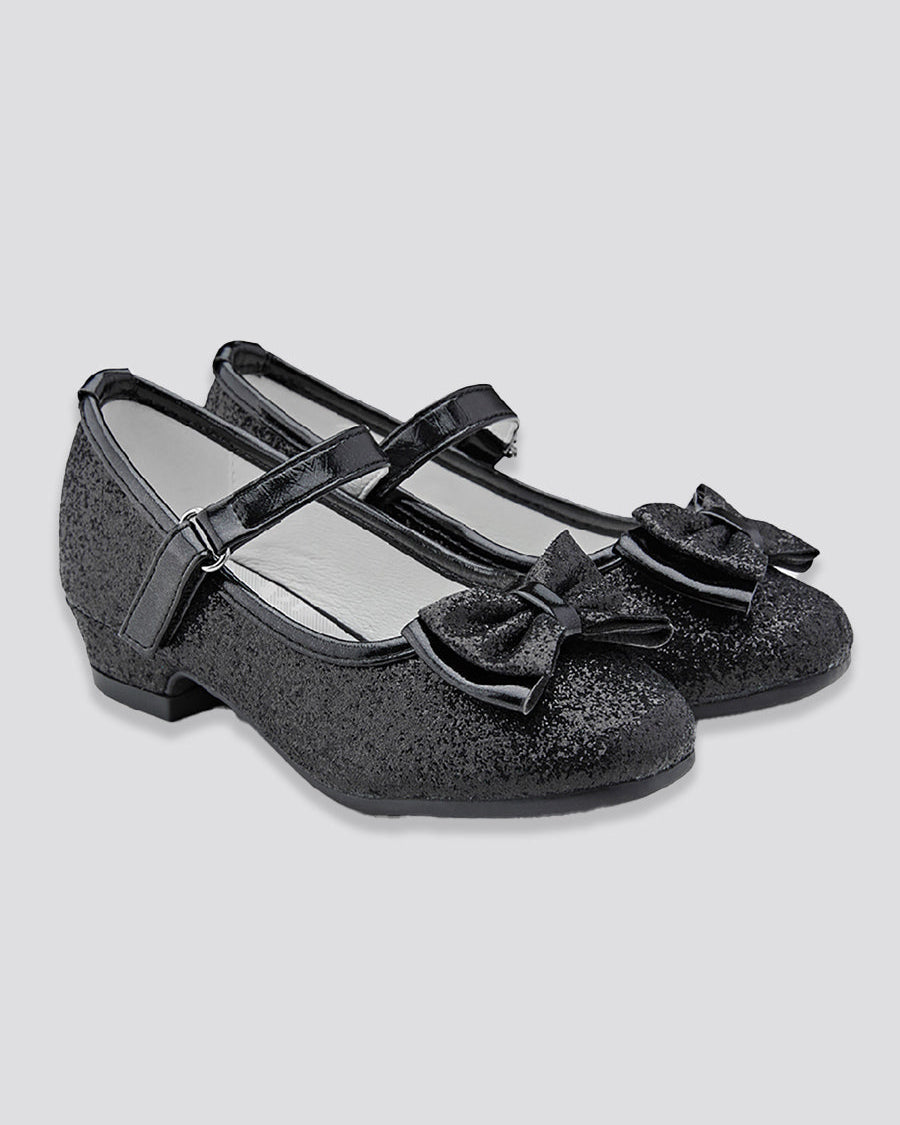 Black Girls Glitter Mary Jane Low Heel Shoes