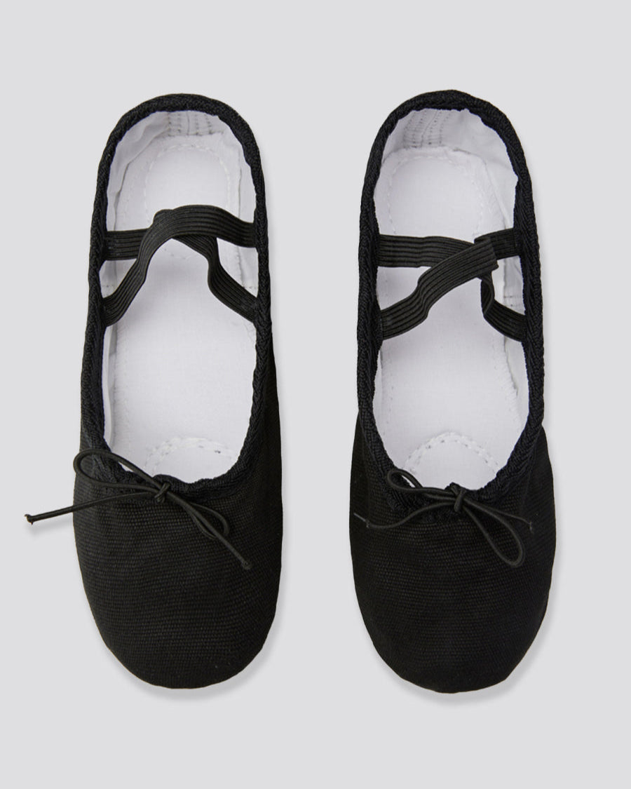 Black Kids Classic Canvas Ballet Shoes