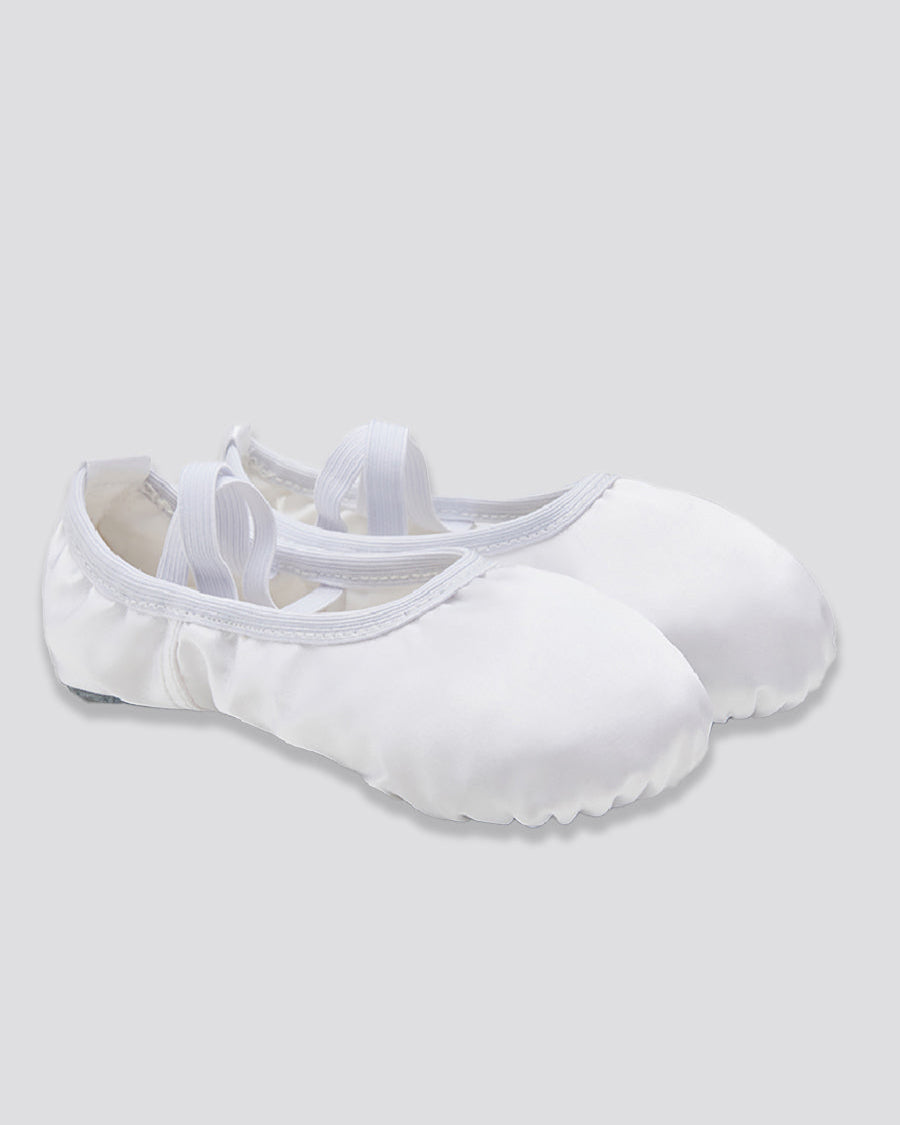 White Kids Satin Ballet Shoes